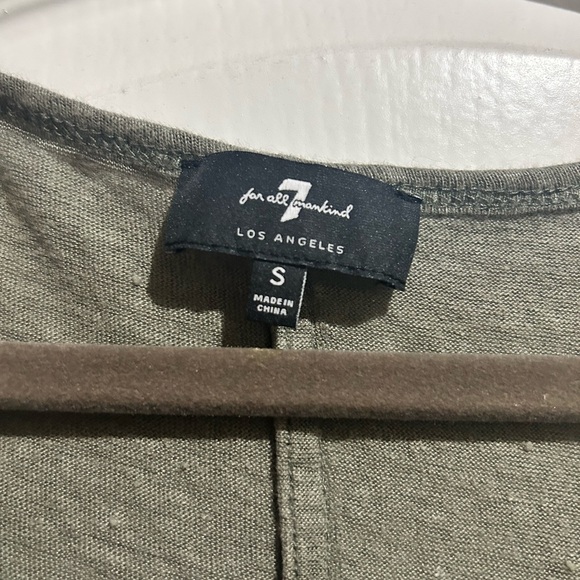 7 For All Mankind Green Cap Sleeve Crop Tee - Picture 2 of 3